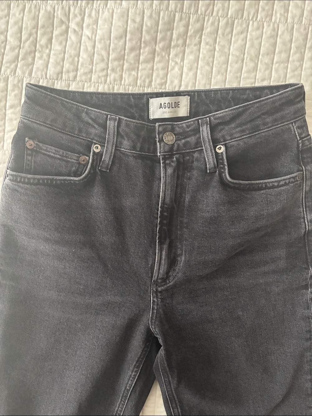 Agolde Washed Black Slim Straight Jeans